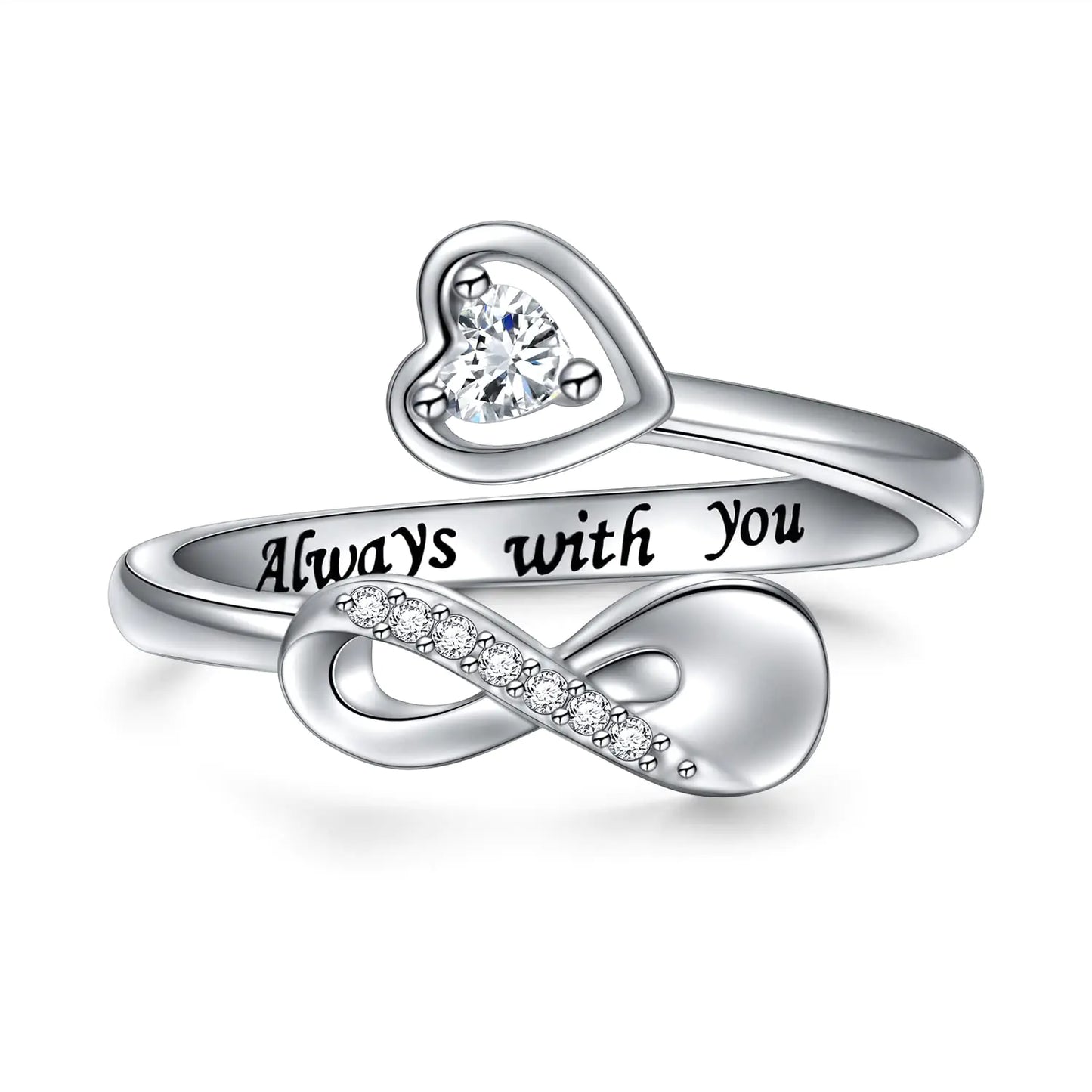 Cremation Ring for Ashes - Sterling Silver Infinity Mini Urn Ring Heart Shape Hold Loved Ones Ashes Always With You Memorial Keepsake Locket Rings for Human/Pet Ash Memorial Jewelry for Women