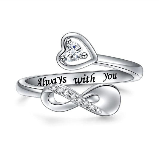 Cremation Ring for Ashes - Sterling Silver Infinity Mini Urn Ring Heart Shape Hold Loved Ones Ashes Always With You Memorial Keepsake Locket Rings for Human/Pet Ash Memorial Jewelry for Women