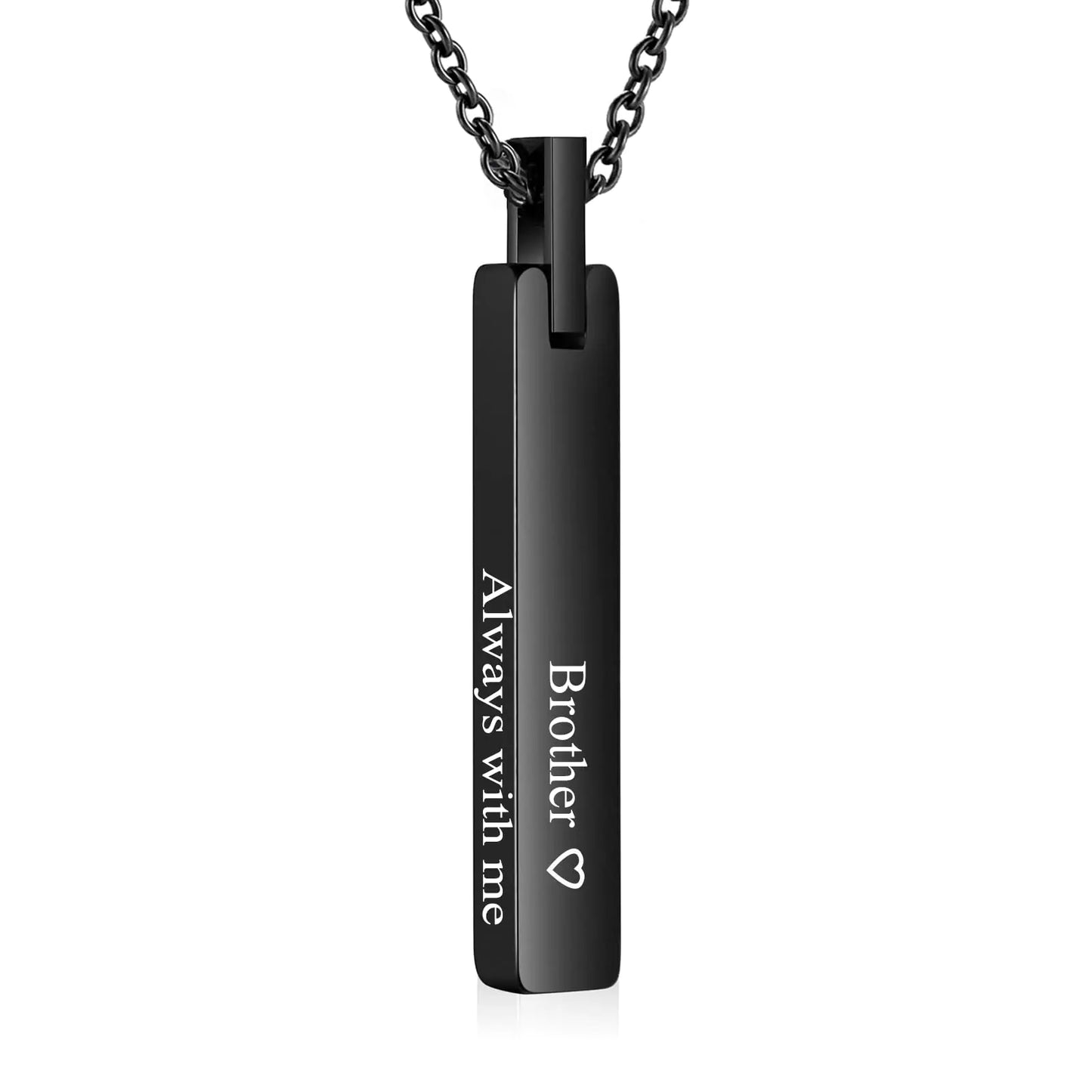 RIPFEVURN Bar Cremation Urn Necklaces for Ashes for Women Men Cube Stainless Steel Cremation Jewelry Human Ashes Holder Memorial Keepsake Pendant(Brother)