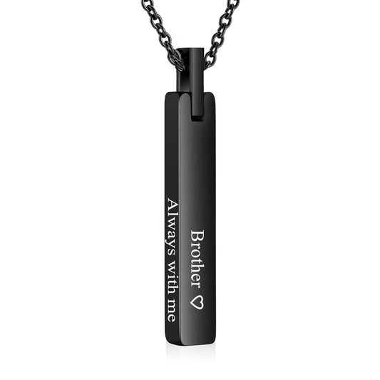 RIPFEVURN Bar Cremation Urn Necklaces for Ashes for Women Men Cube Stainless Steel Cremation Jewelry Human Ashes Holder Memorial Keepsake Pendant(Brother)