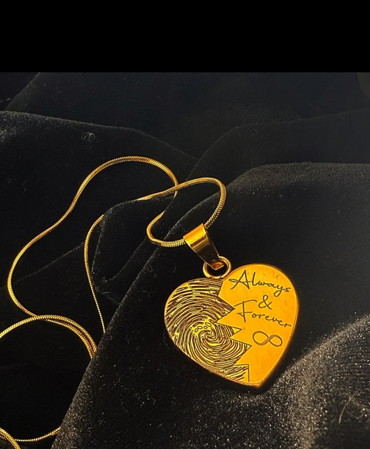 Gold Heart thumbprint necklace