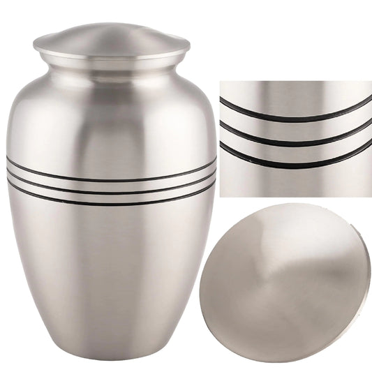 Handcrafted Funeral Memorial Cremation Urn in Elegant Pewter Affordable Urn for Human Ashes - Cremation Urn Human 6 x 10 Inches - Pewter/Silver