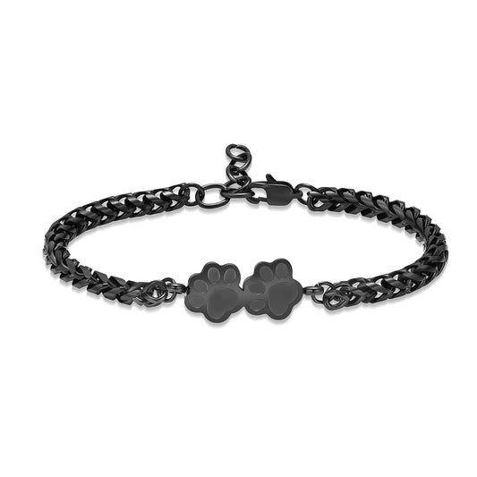 Double paw print bracelet in all black gender fluid